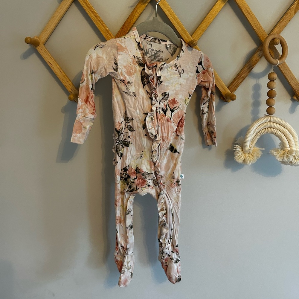Posh Peanut Pink Floral Kids Footie